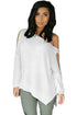 White Long Sleeve Slit Arm and Side Ribbed Knit Top